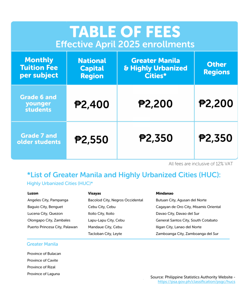 Monthly Fee - Maths and English Learning Programme | Kumon Philippines